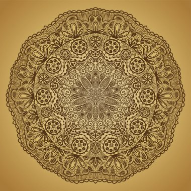 ornamental round lace pattern, circle background with many detai clipart