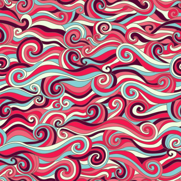 Sömlös abstrakt handritade mönster, vågor bakgrund — Stock vektor