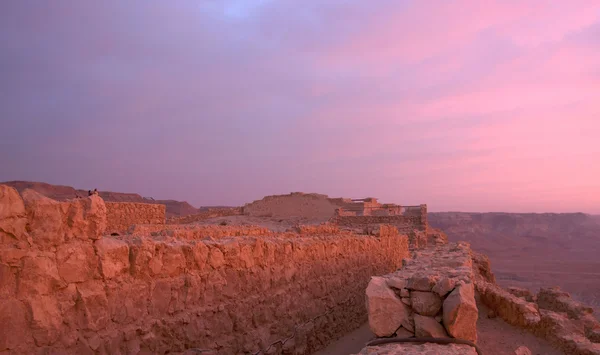 stock image Masada fortress and Dead sea sunrise in Israel judean desert tourism