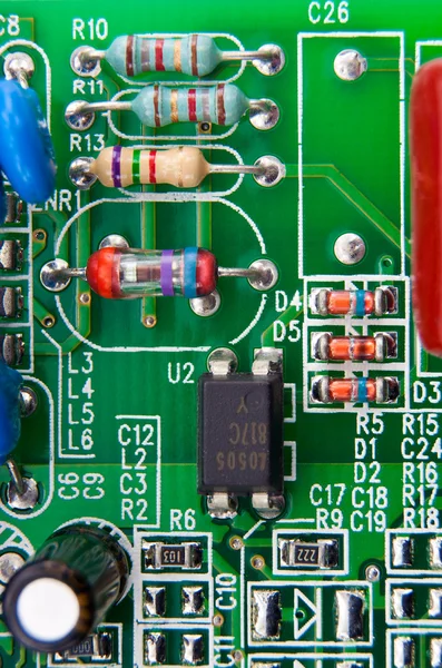 stock image Electronic components mounted on a motherboard