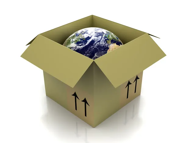 Globe in box — Stock Photo, Image
