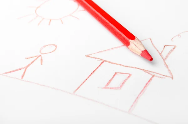Pencil and drawing — Stock Photo, Image
