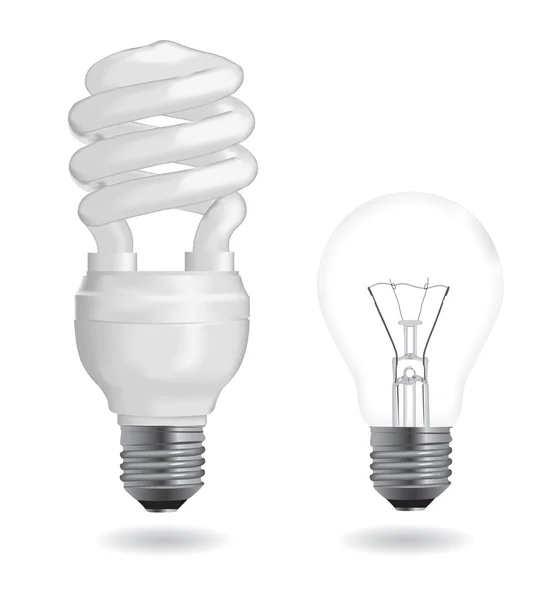 Lampadine incandescenti e fluorescenti — Vettoriale Stock