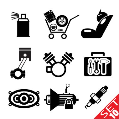 Car part icon set 10 clipart