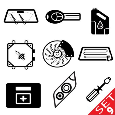 Car part icon set 9 clipart