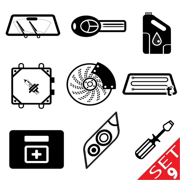 Conjunto de iconos de pieza de coche 9 — Vector de stock
