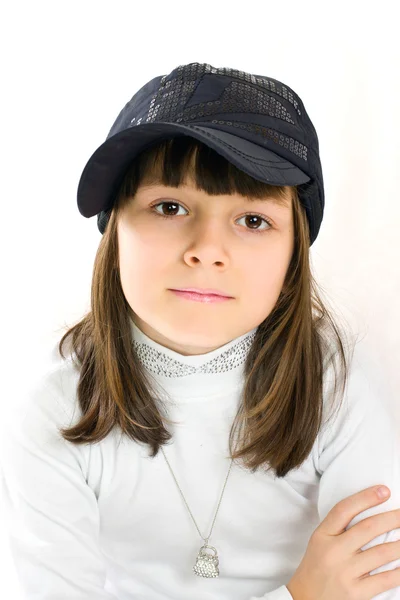 La chica con gorra de béisbol — Foto de Stock