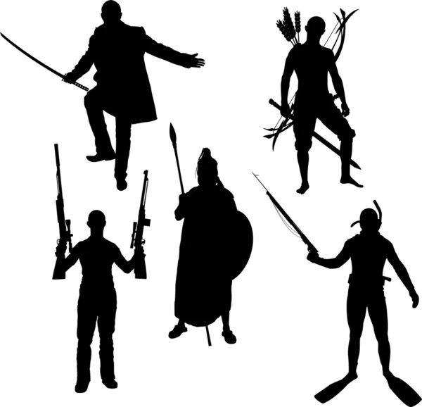 Silhouettes of warriors — Stock Vector