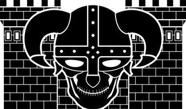 Two tower and skull of fantasy warrior clipart