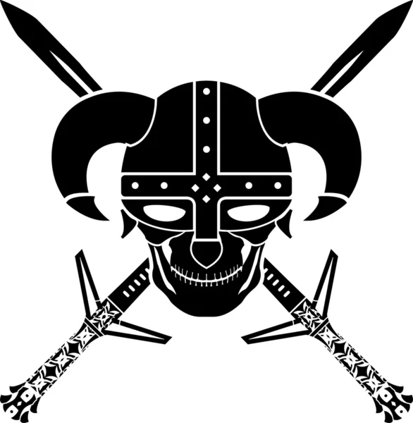 Helmet and swords of fantasy warrior — Stock Vector