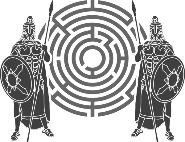 Labyrint en bewakers — Stockvector