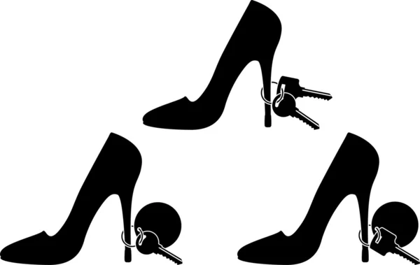 Carte, pistola e scarpe da donna — Vettoriale Stock