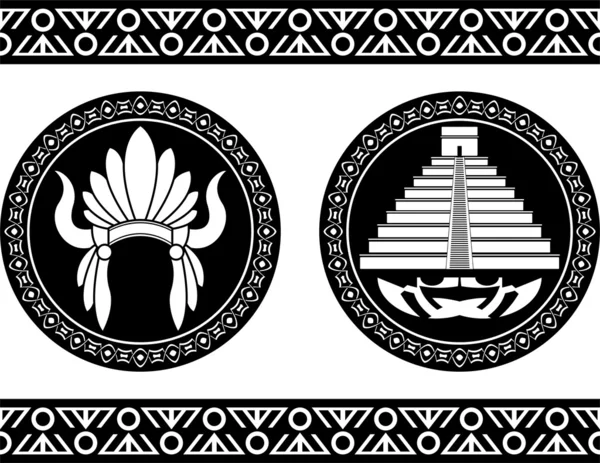 Pyramide Maya et coiffe — Image vectorielle