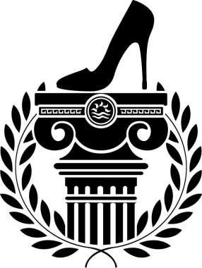 Column, laurel wreath and women's shoe clipart