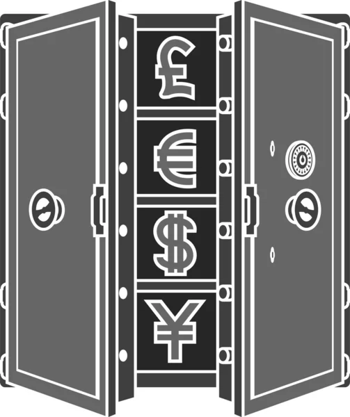 Plantilla de caja fuerte con signos de moneda — Archivo Imágenes Vectoriales
