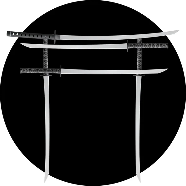 Porte Torii avec épées japonaises — Image vectorielle