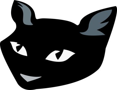 Kara kedi üzerinde beyaz izole başkanı