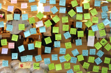 Chicago, IL, USA - 06 October 2011: notes on the Apple store to clipart