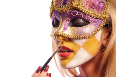 Menekşe karnaval maskesi kadında