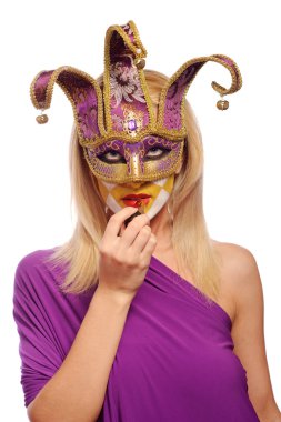Menekşe karnaval maskesi kadında