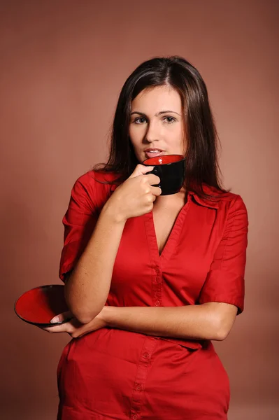 Woman drinking coffee — Stock Photo, Image