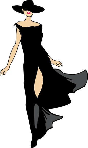 Mulher na moda em vestido preto — Fotografia de Stock