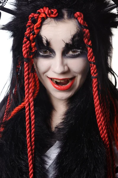 Vrouw met voodoo sjamaan make-up — Stockfoto