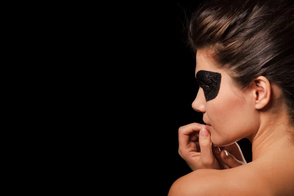 Sexy woman with black party mask — Stock Photo, Image