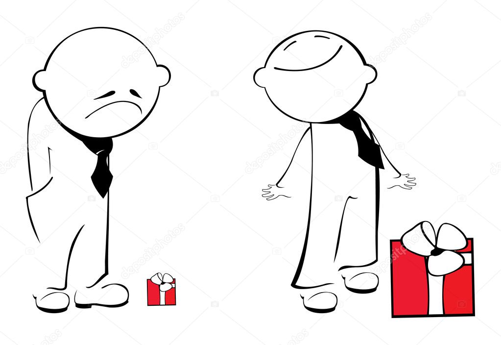 Two men with gift boxes