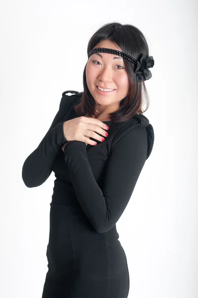 Dívka v černých šatech — Stock fotografie