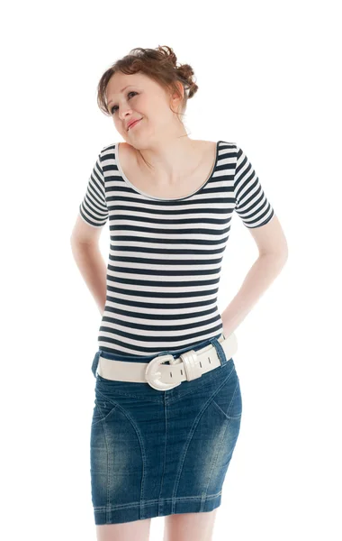 Girl in a stripped vest — Stock Photo, Image