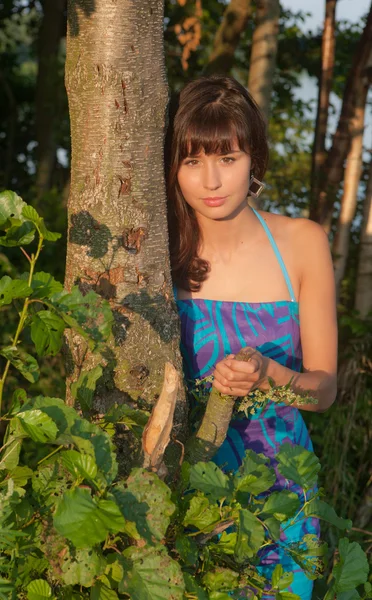 Dziewczyna wśród drzew — Zdjęcie stockowe