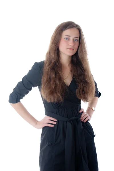 Meisje in een zwarte jurk — Stockfoto