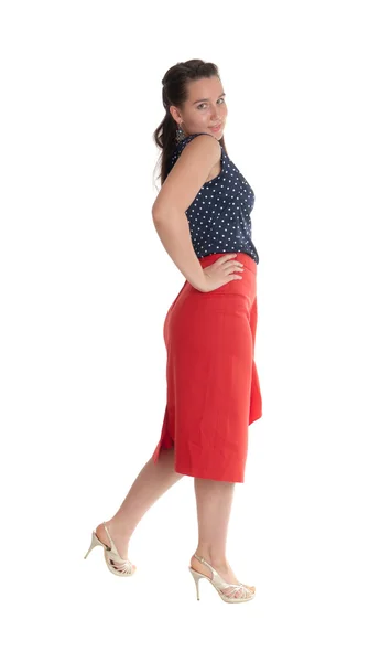 Girl in a red skirt — Stock Photo, Image