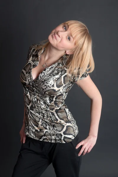 Blonde on a black background — Stock Photo, Image