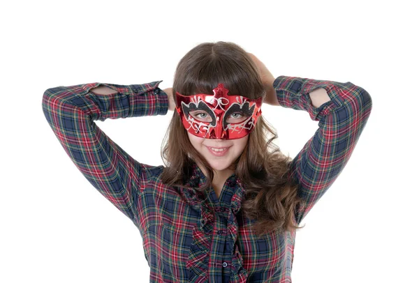 The cheerful girl in a mask — Stock Photo, Image