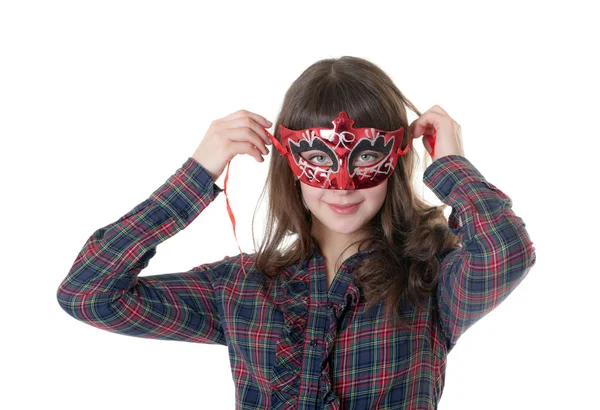 Girl in a carnival mask — Stock Photo, Image