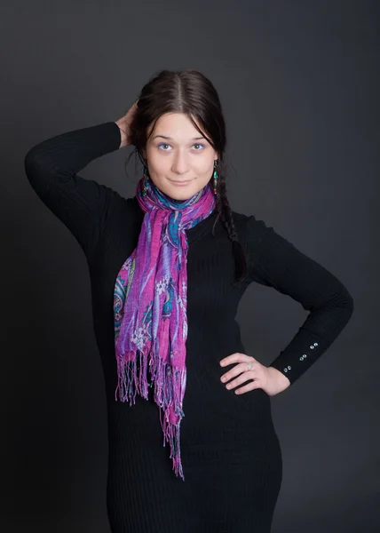 The girl in a bright scarf — Stock Photo, Image