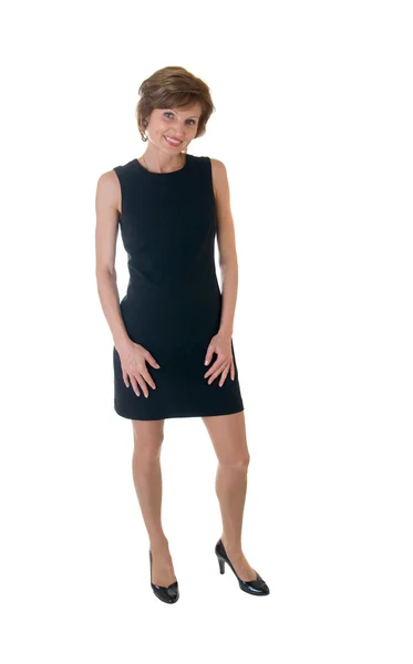 Vrouw in een zwarte jurk — Stockfoto