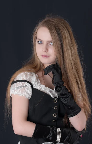 The girl in gloves — Stock Photo, Image