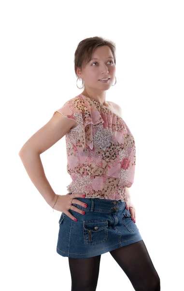 Mulher de blusa e saia — Fotografia de Stock