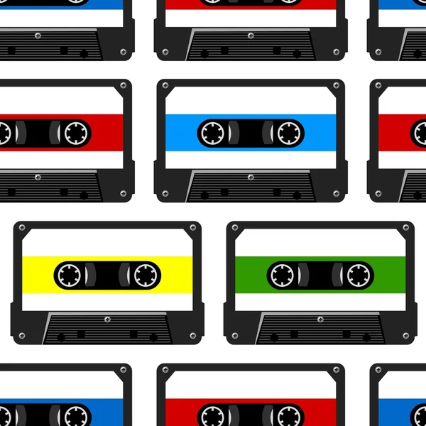 Fondo sin costura abstracto con cassette de audio — Vector de stock