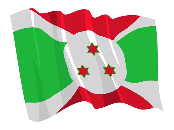 Bandiera politica sventolante del Burundi — Vettoriale Stock