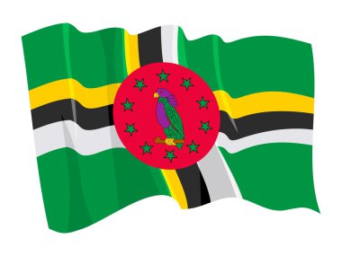 Political waving flag of Dominica clipart