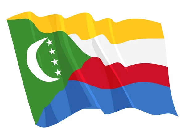Bandera política ondeante de Comoras — Archivo Imágenes Vectoriales