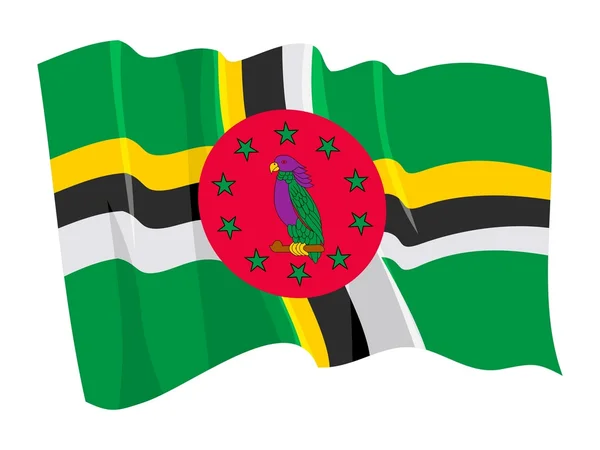 Political waving flag of Dominica — Stock Vector