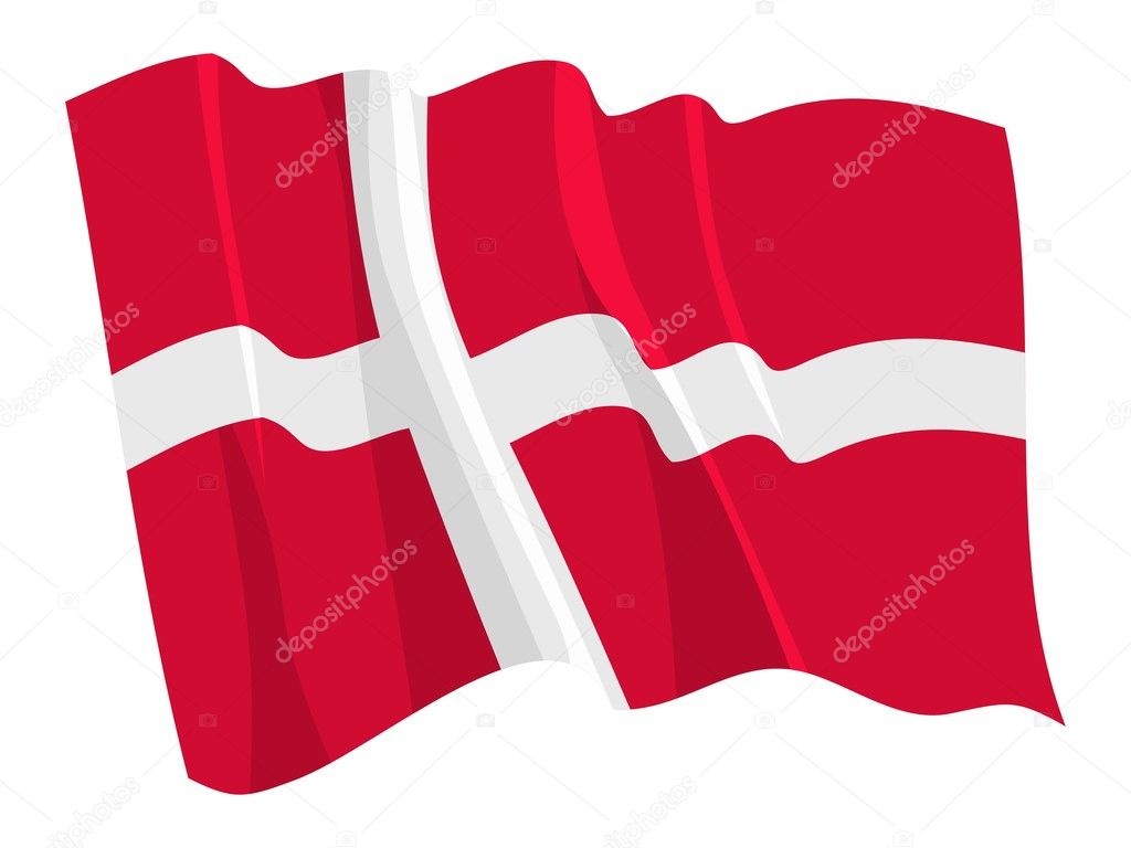 Political waving flag of Denmark