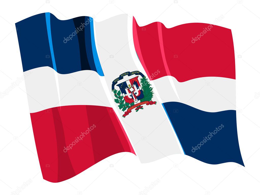 Political waving flag of Dominican Republic