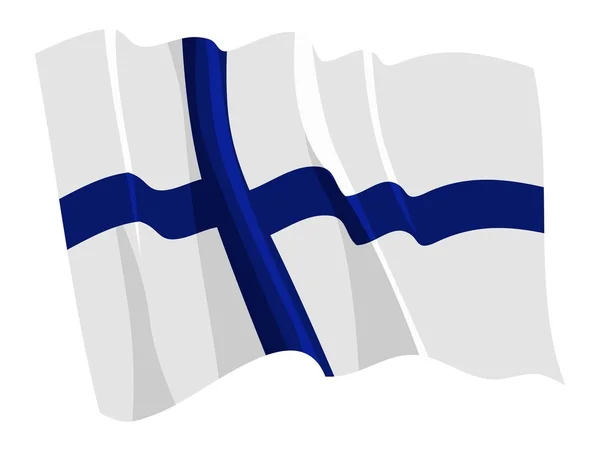 Bandera política ondeante de Finlandia — Vector de stock