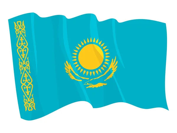 Bandera política ondeante de Kazajstán — Archivo Imágenes Vectoriales